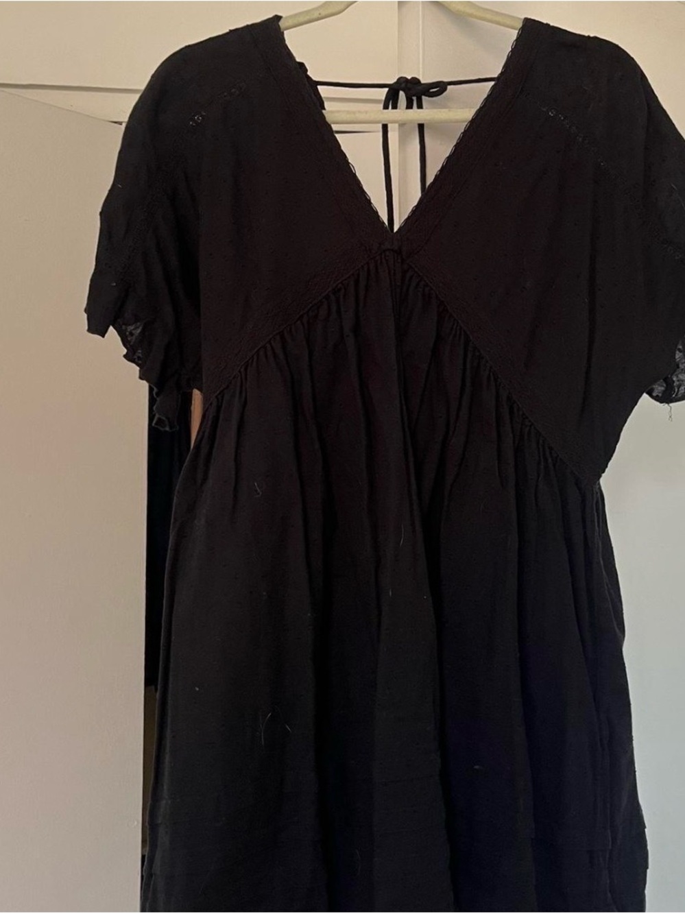 Urban Outfitters Black Backless V-Neck Short Sleeve Dress
